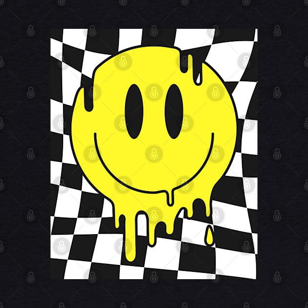 Retro Happy Face Shirt Checkered Pattern Smile Face Trendy by Peter smith